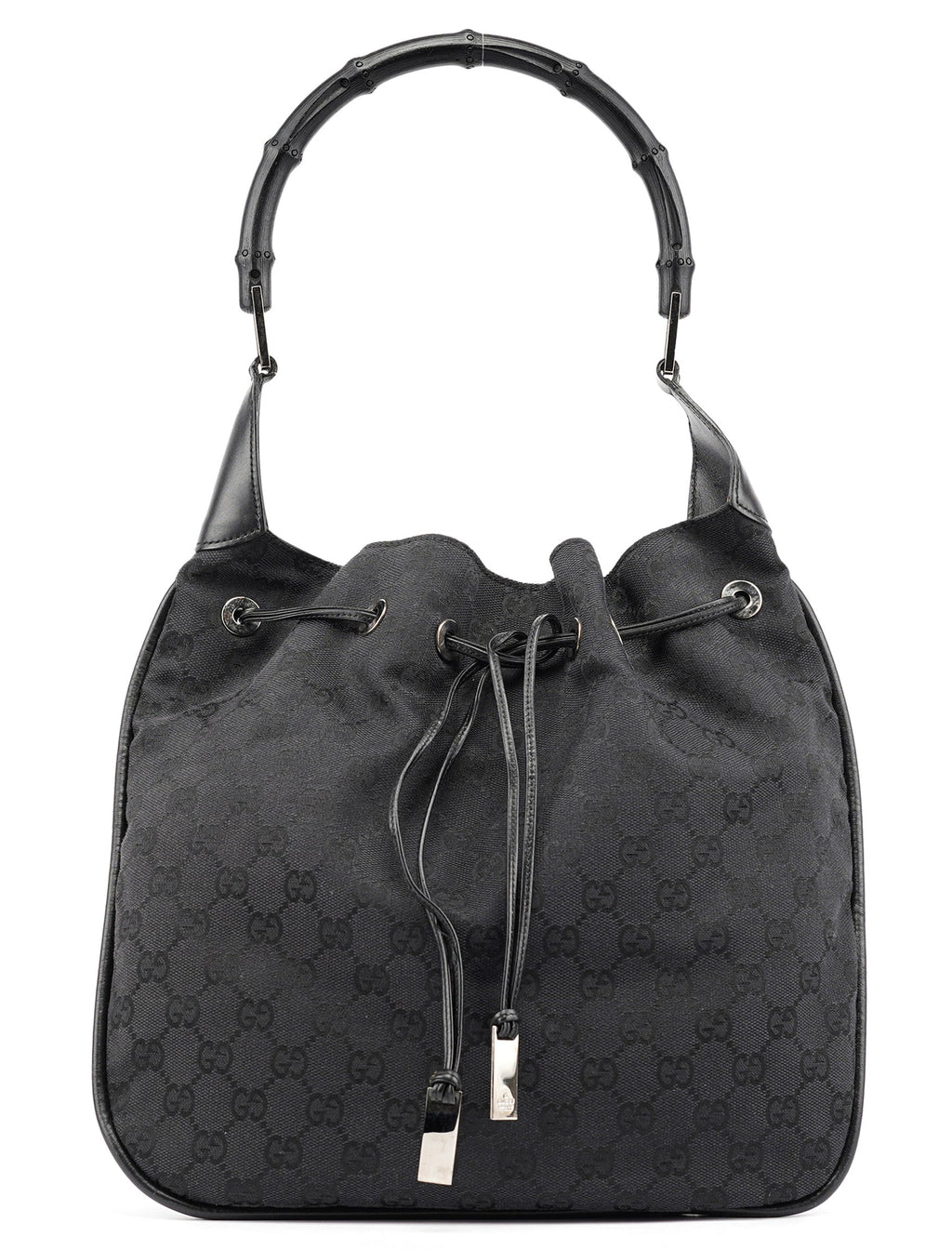 Black GG Bamboo Shoulder Bag