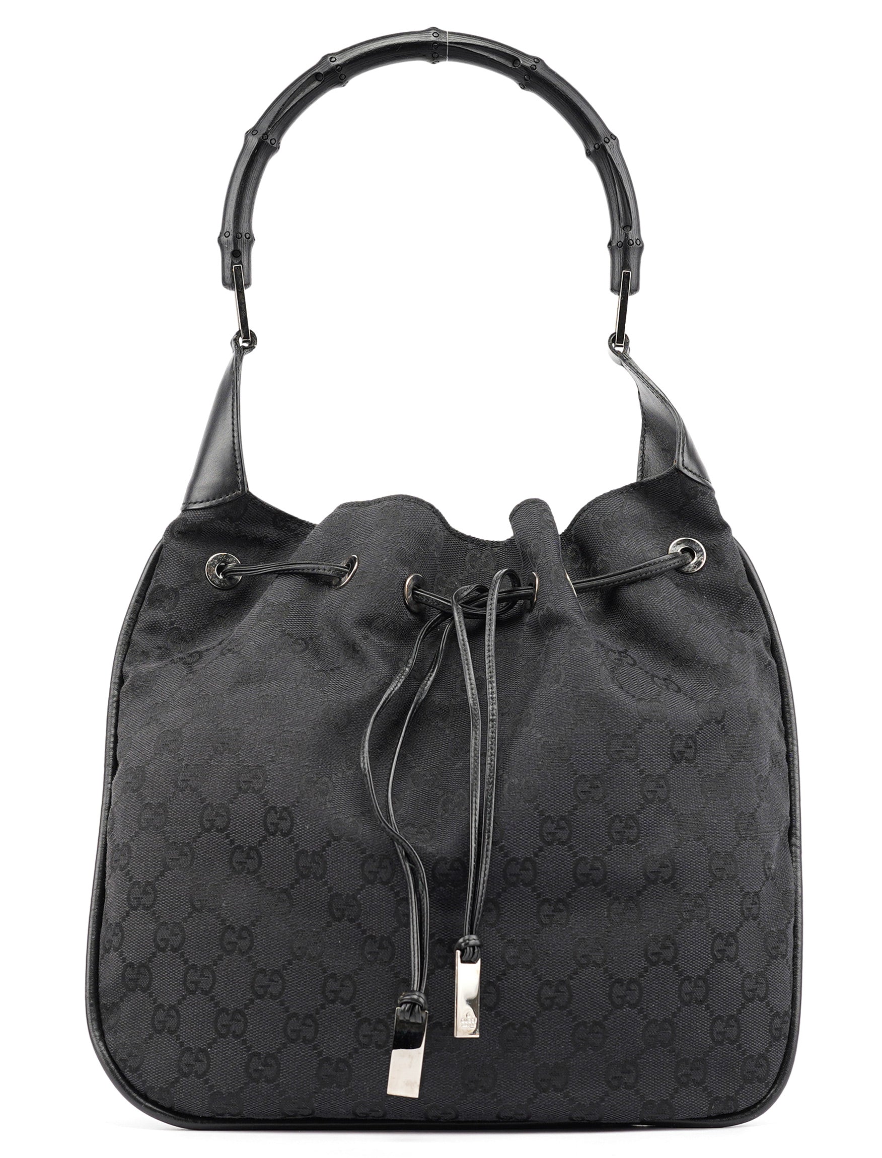 Black GG Bamboo Shoulder Bag