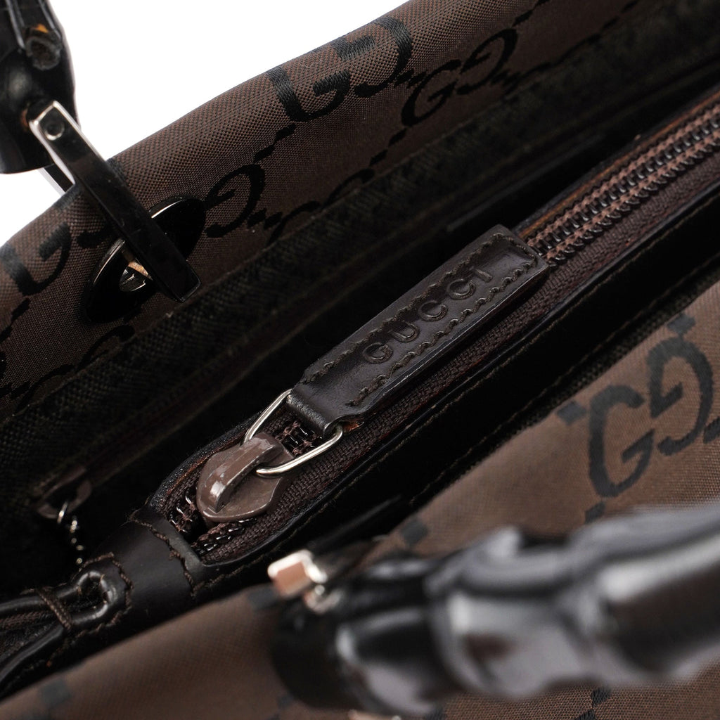 Black GG Bamboo Tote