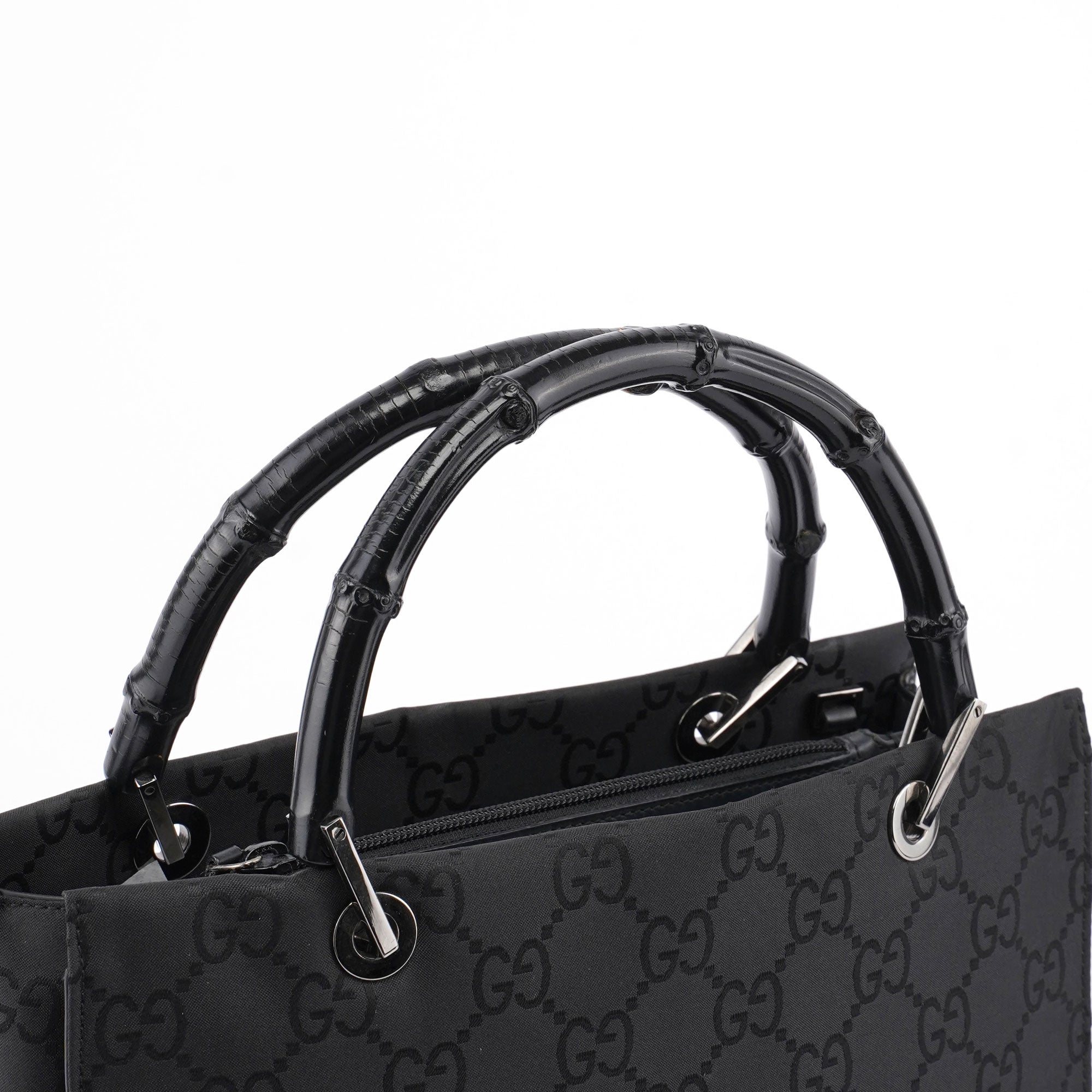 Black GG Bamboo Tote