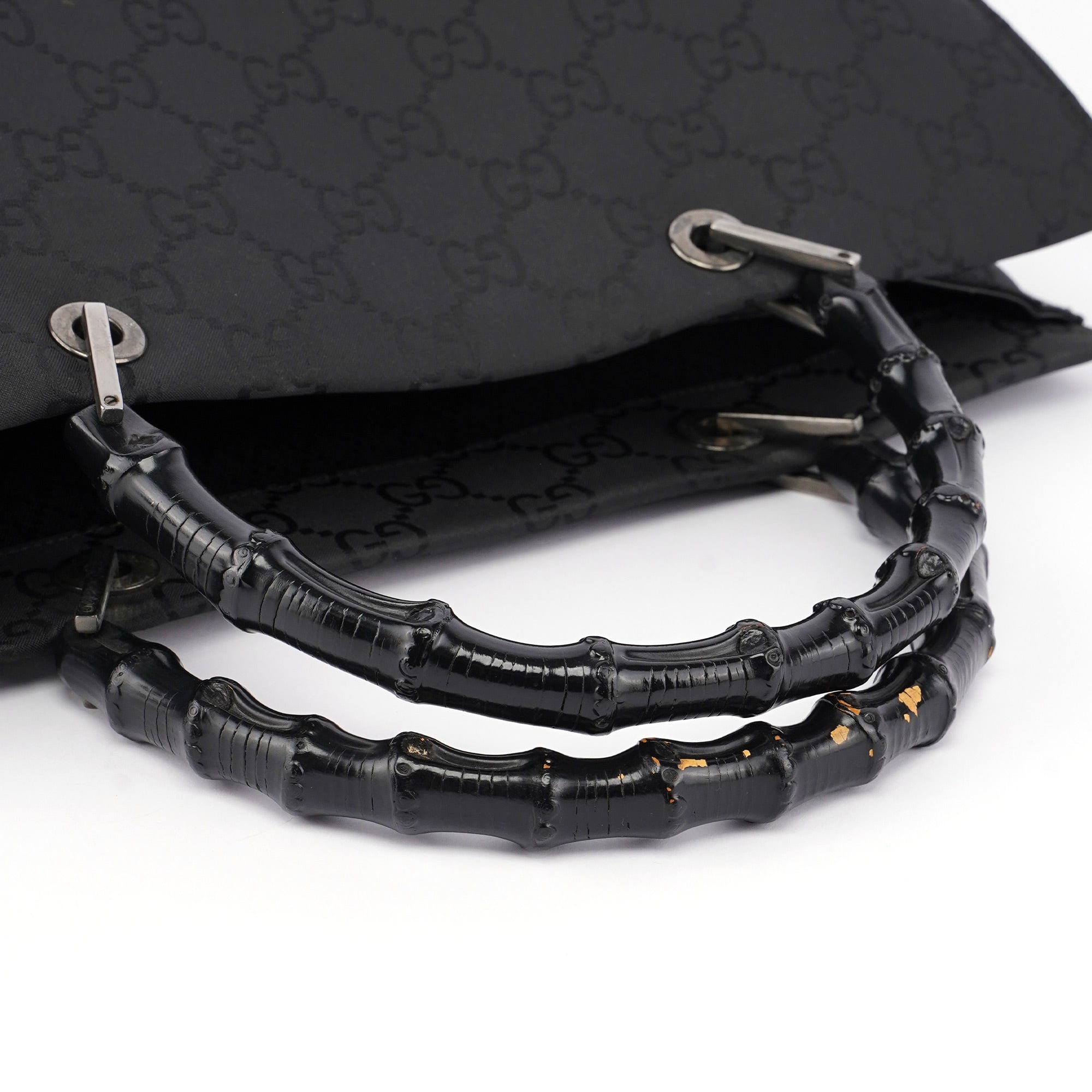 Black GG Bamboo Tote