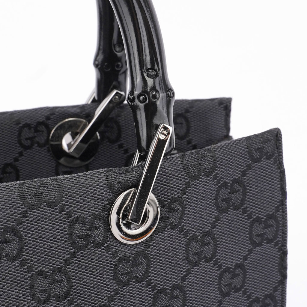 Black GG Bamboo Tote