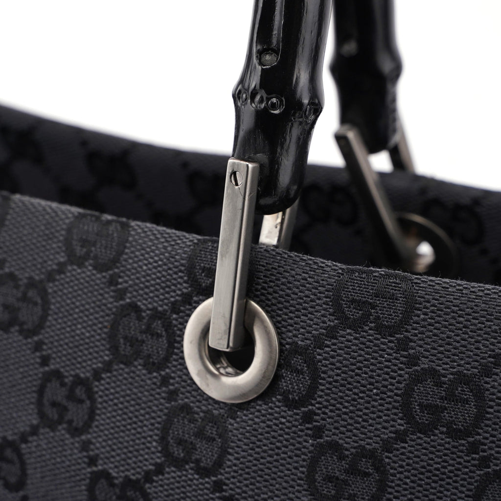 Black GG Bamboo Tote