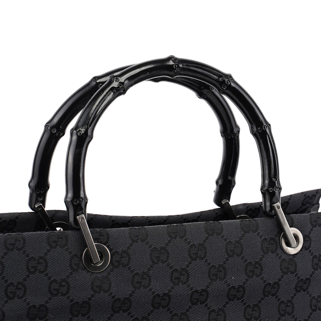 Black GG Bamboo Tote