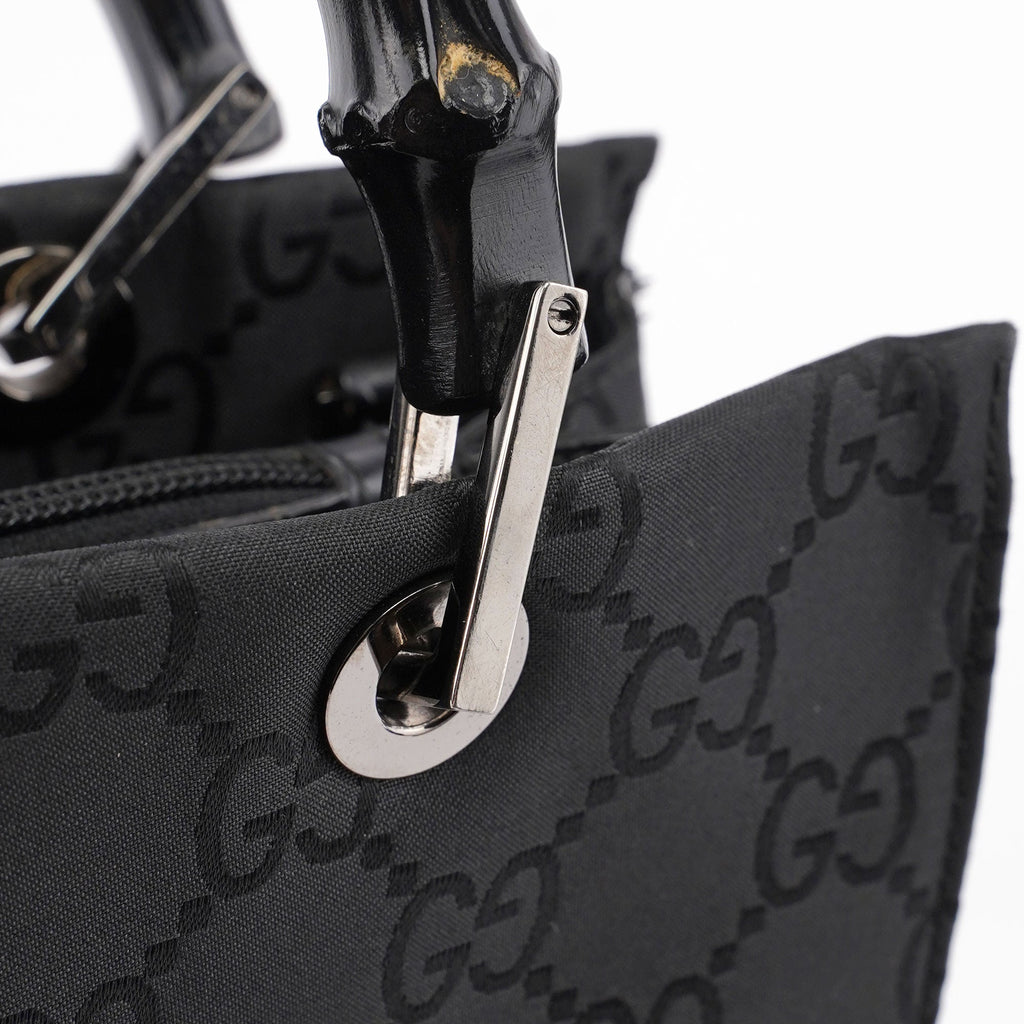 Black GG Bamboo Tote