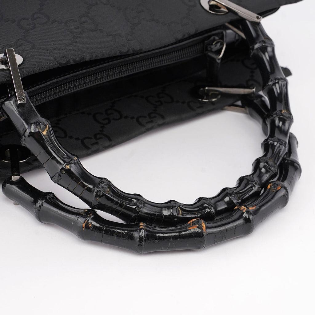 Black GG Bamboo Tote