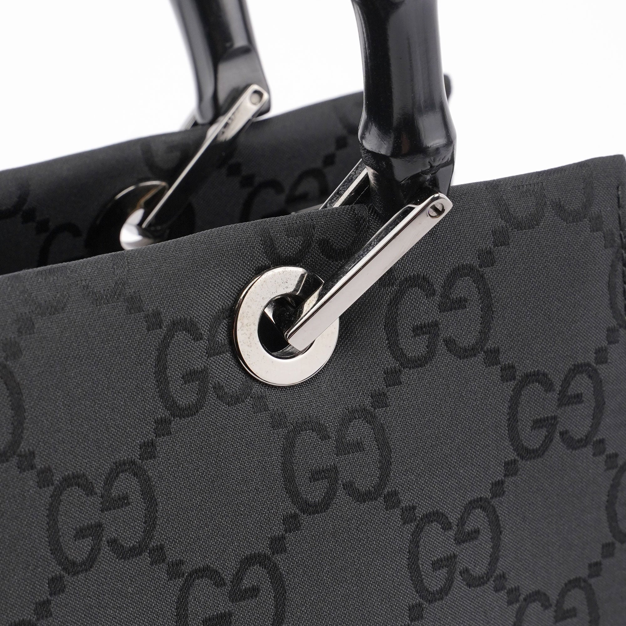 Black GG Bamboo Tote