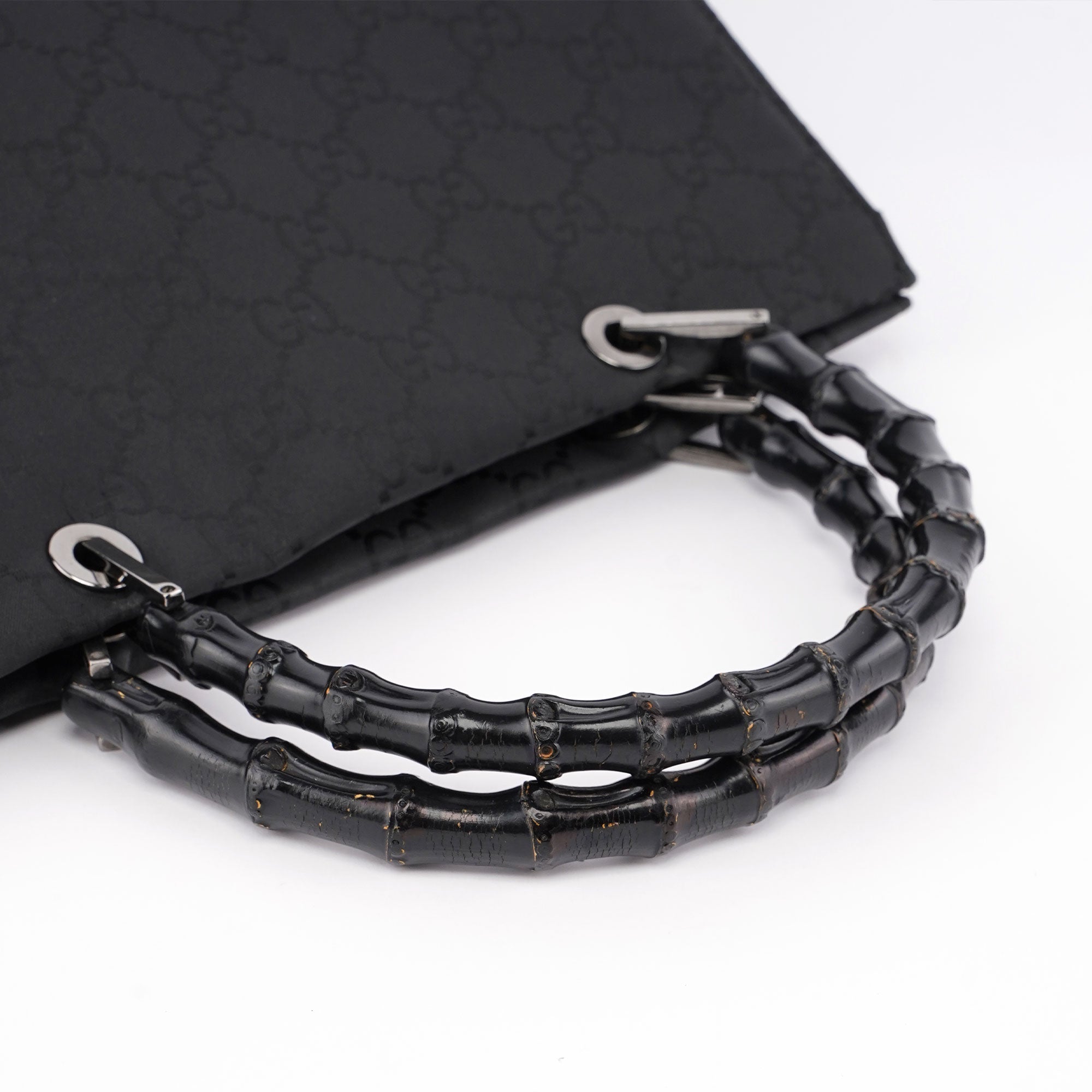 Black GG Bamboo Tote