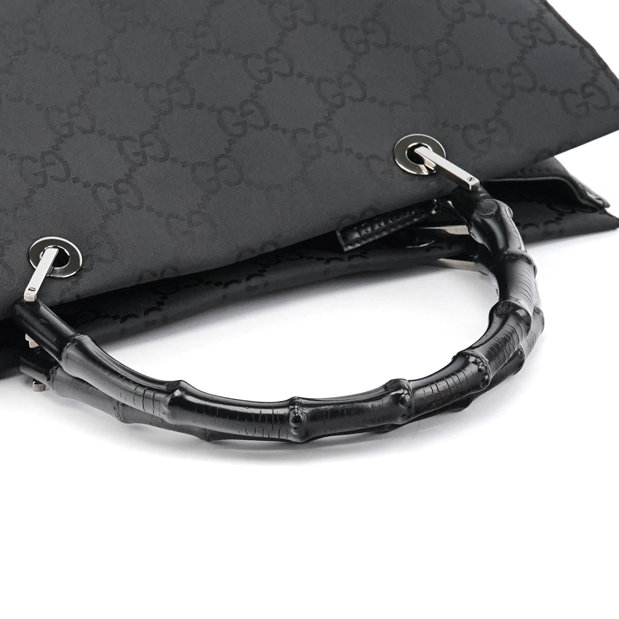 Black GG Bamboo Tote Bag