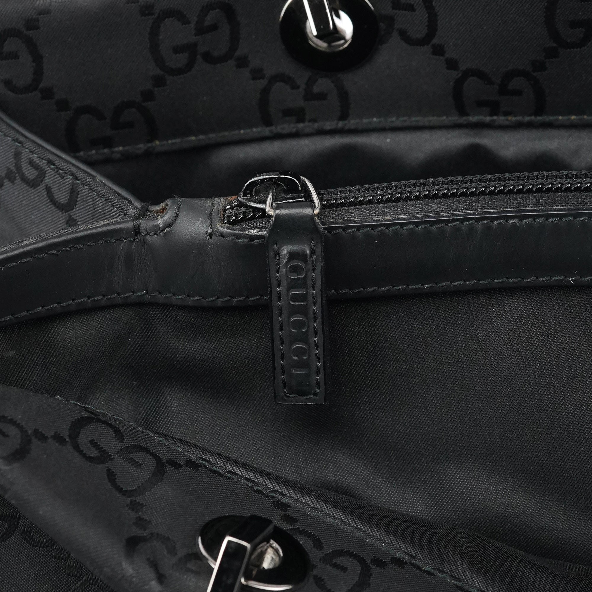 Black GG Bamboo Tote Bag