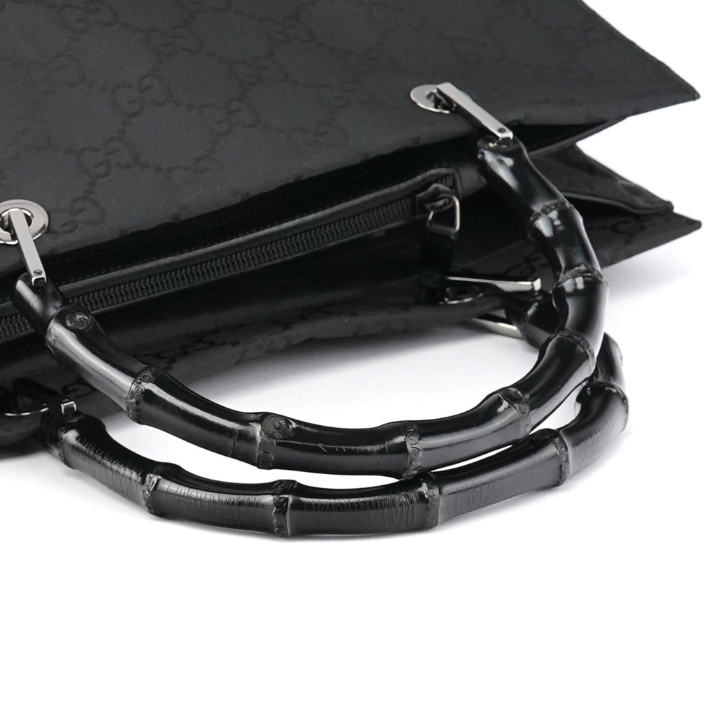 Black GG Bamboo Tote Bag