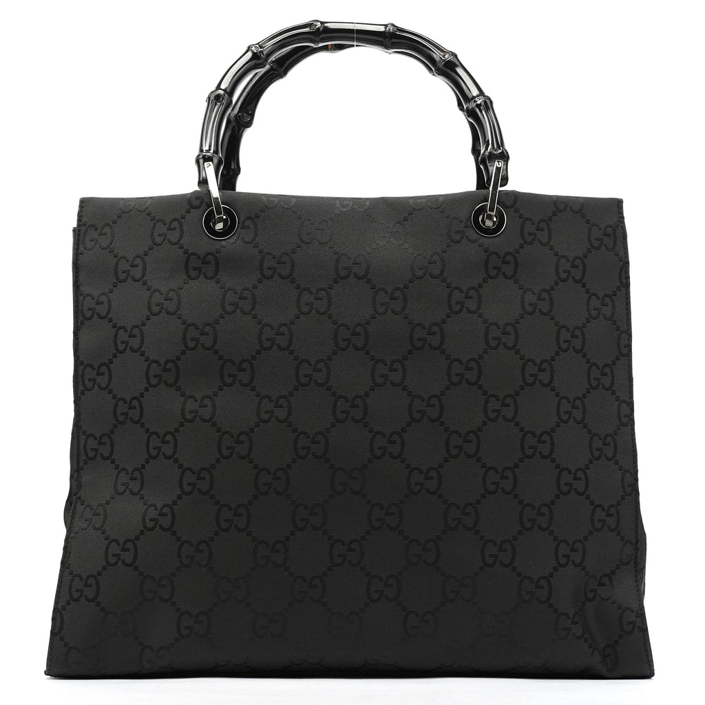 Black GG Bamboo Tote Bag