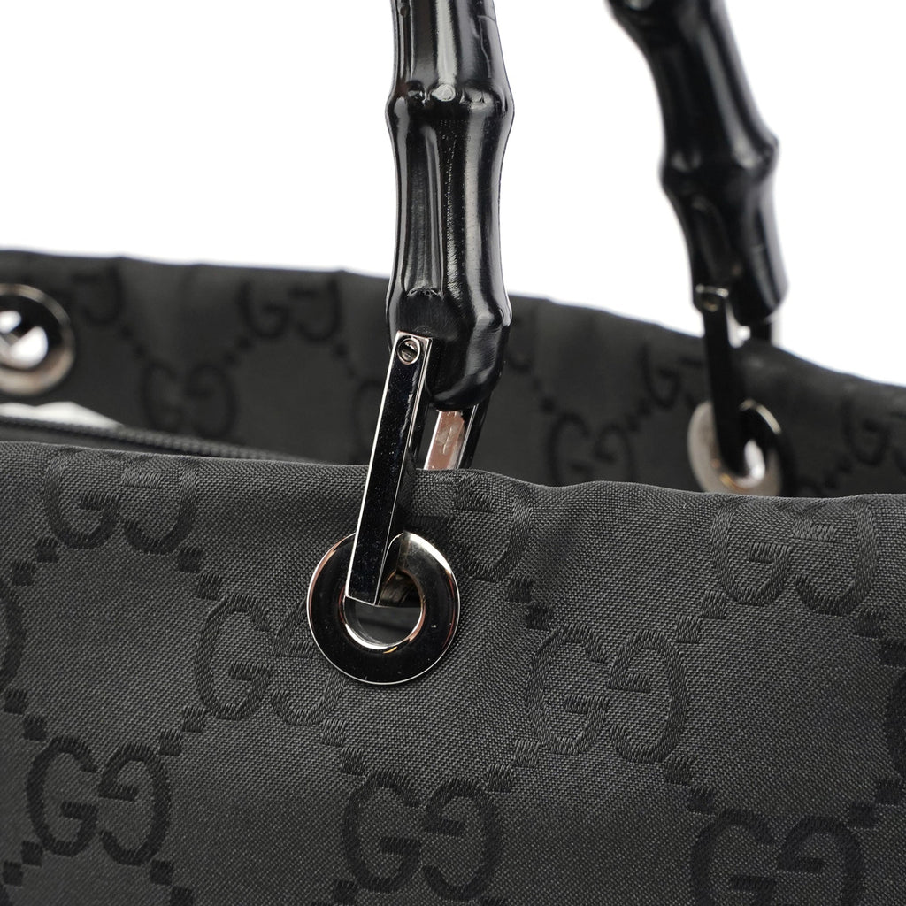 Black GG Bamboo Tote Bag
