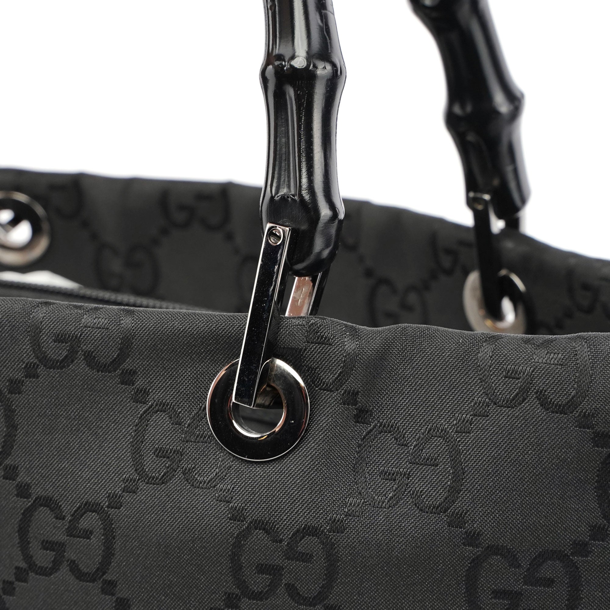 Black GG Bamboo Tote Bag