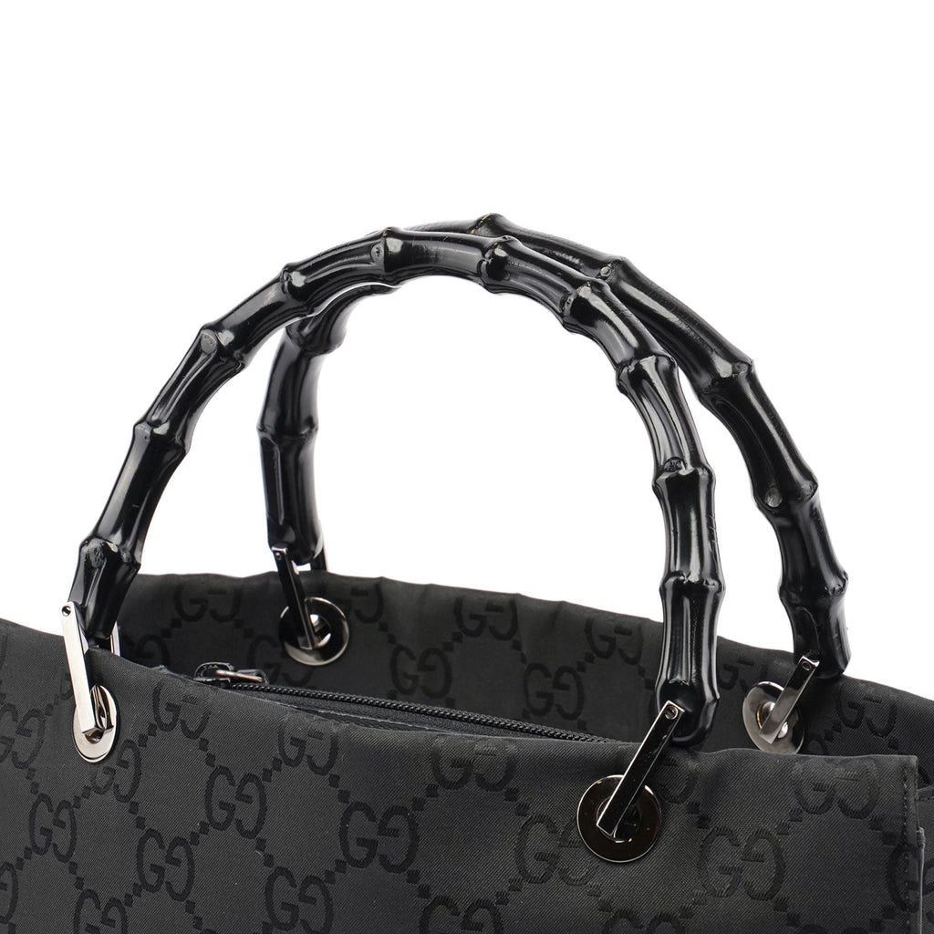 Black GG Bamboo Tote Bag