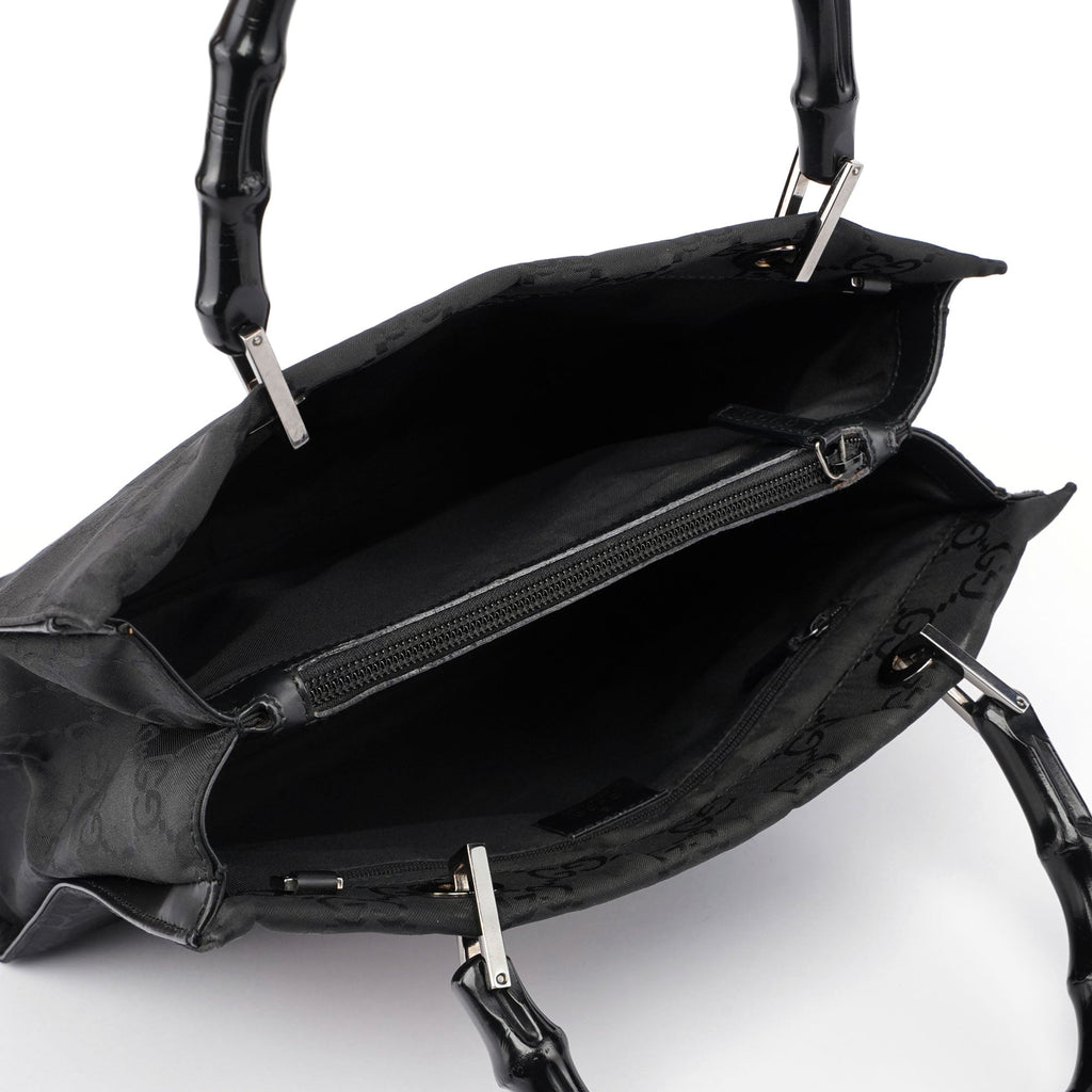 Black GG Bamboo Tote Bag