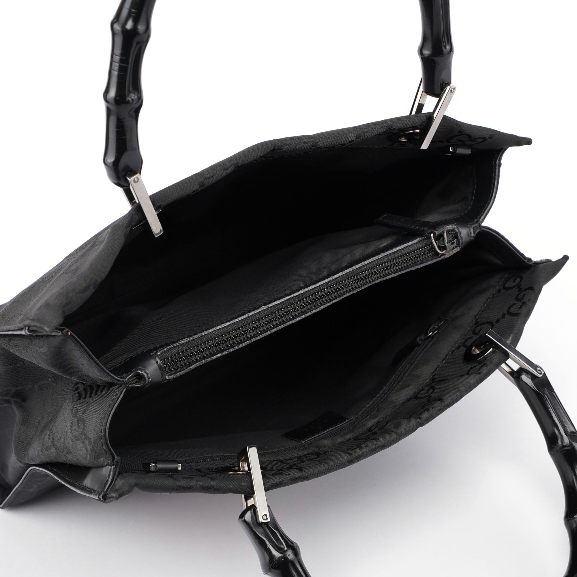 Black GG Bamboo Tote Bag