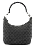 Black GG Canvas Bamboo Shoulder Bag