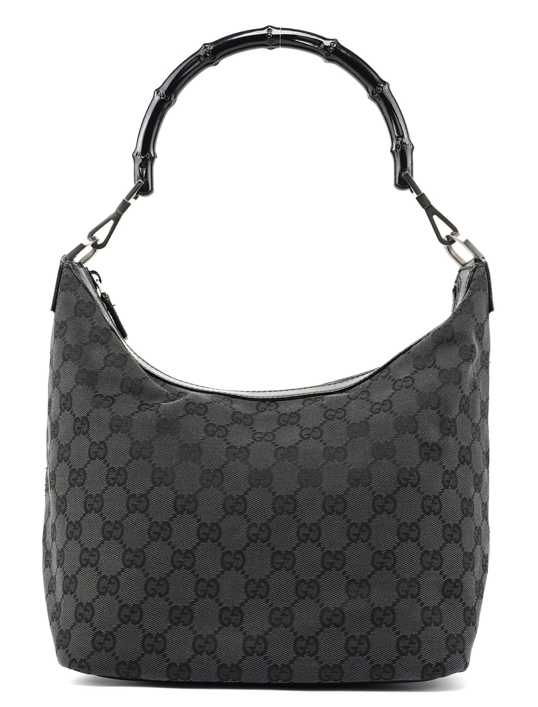 Black GG Canvas Bamboo Shoulder Bag