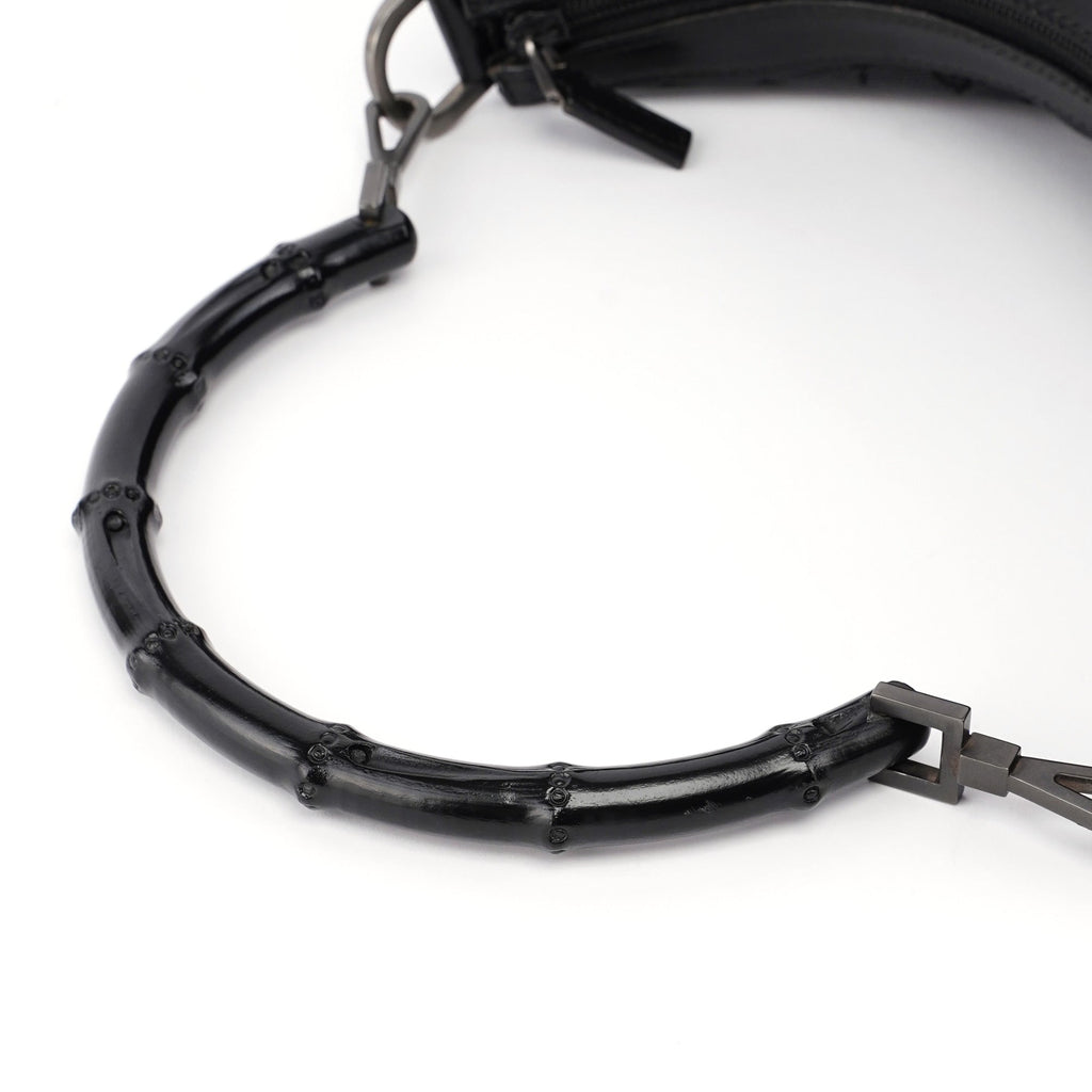 Black GG Canvas Bamboo Shoulder Bag