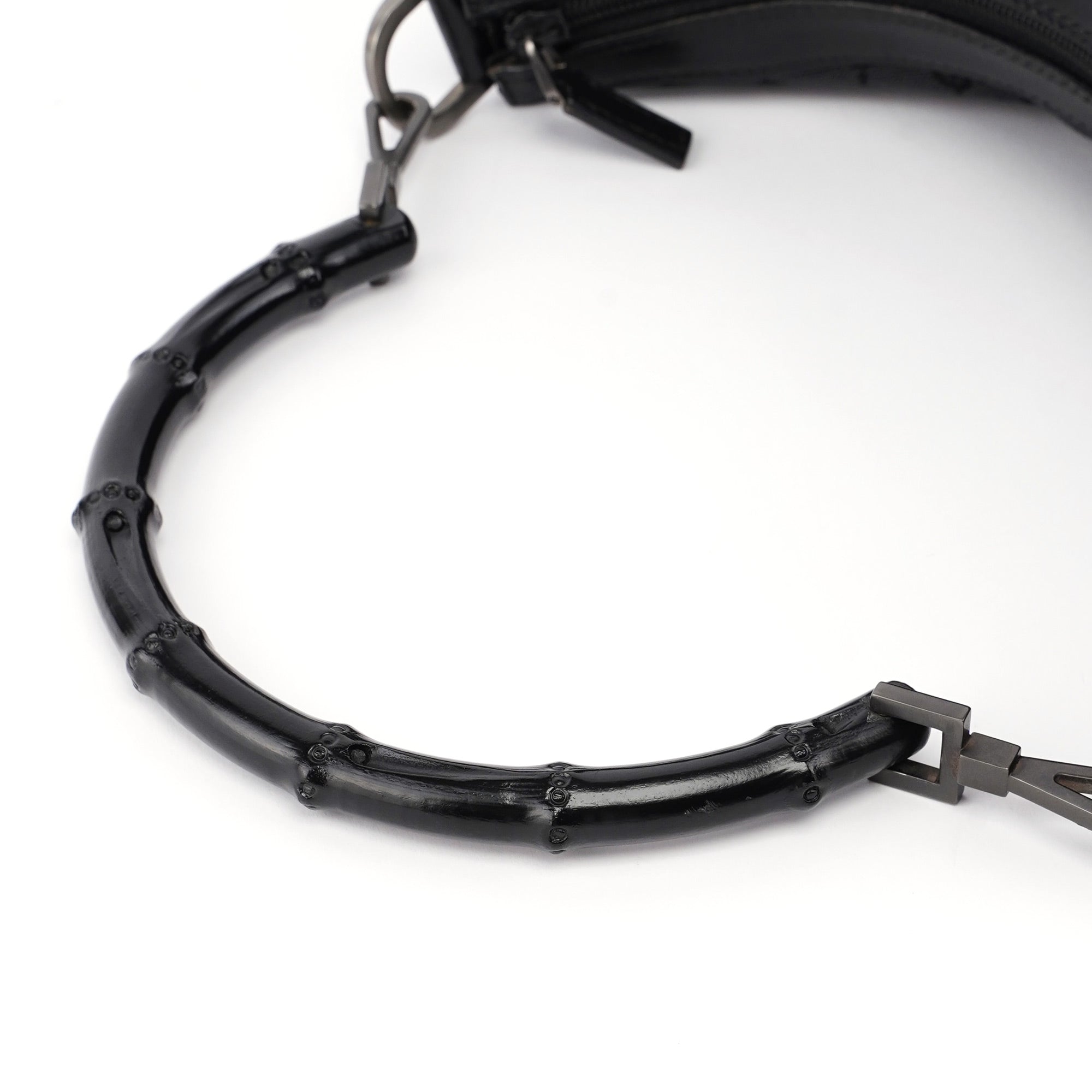 Black GG Canvas Bamboo Shoulder Bag