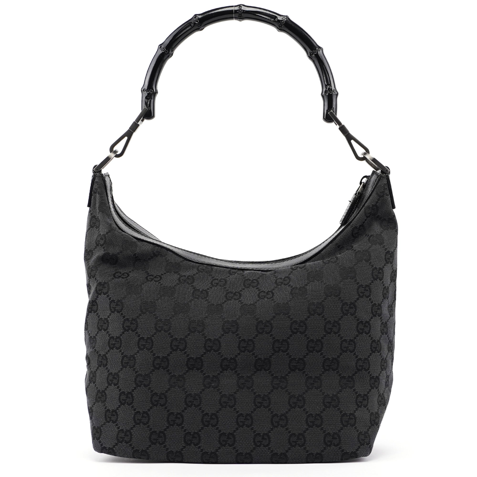 Black GG Canvas Bamboo Shoulder Bag