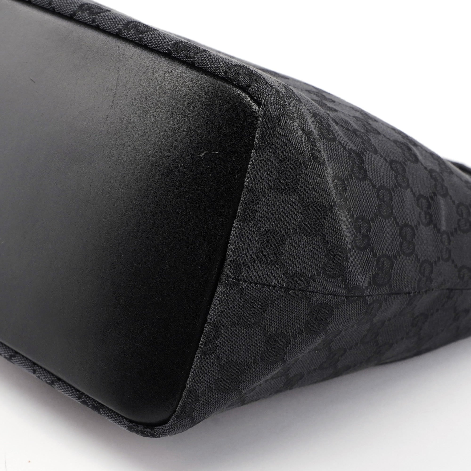 Black GG Canvas Bamboo Shoulder Bag