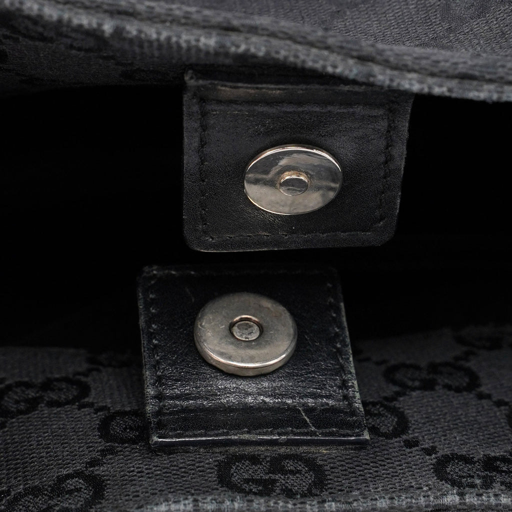 Black GG Canvas Calfskin Tote