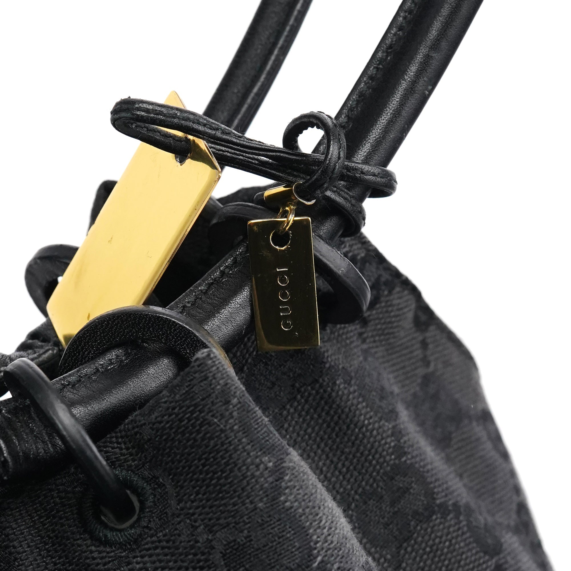 Black GG Canvas Drawstring Shoulder Bag