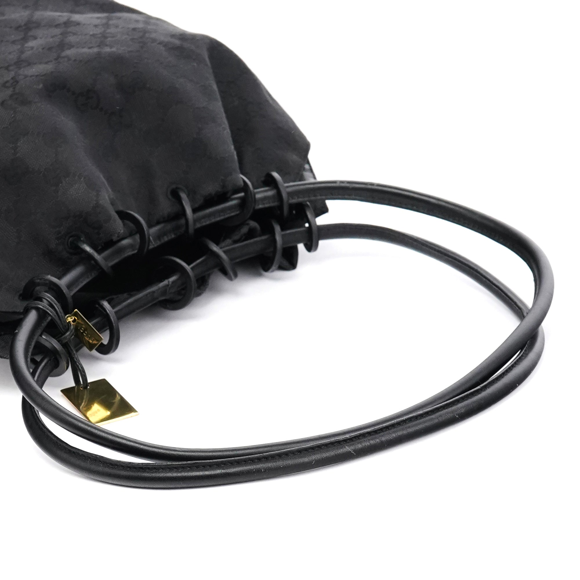 Black GG Canvas Drawstring Shoulder Bag