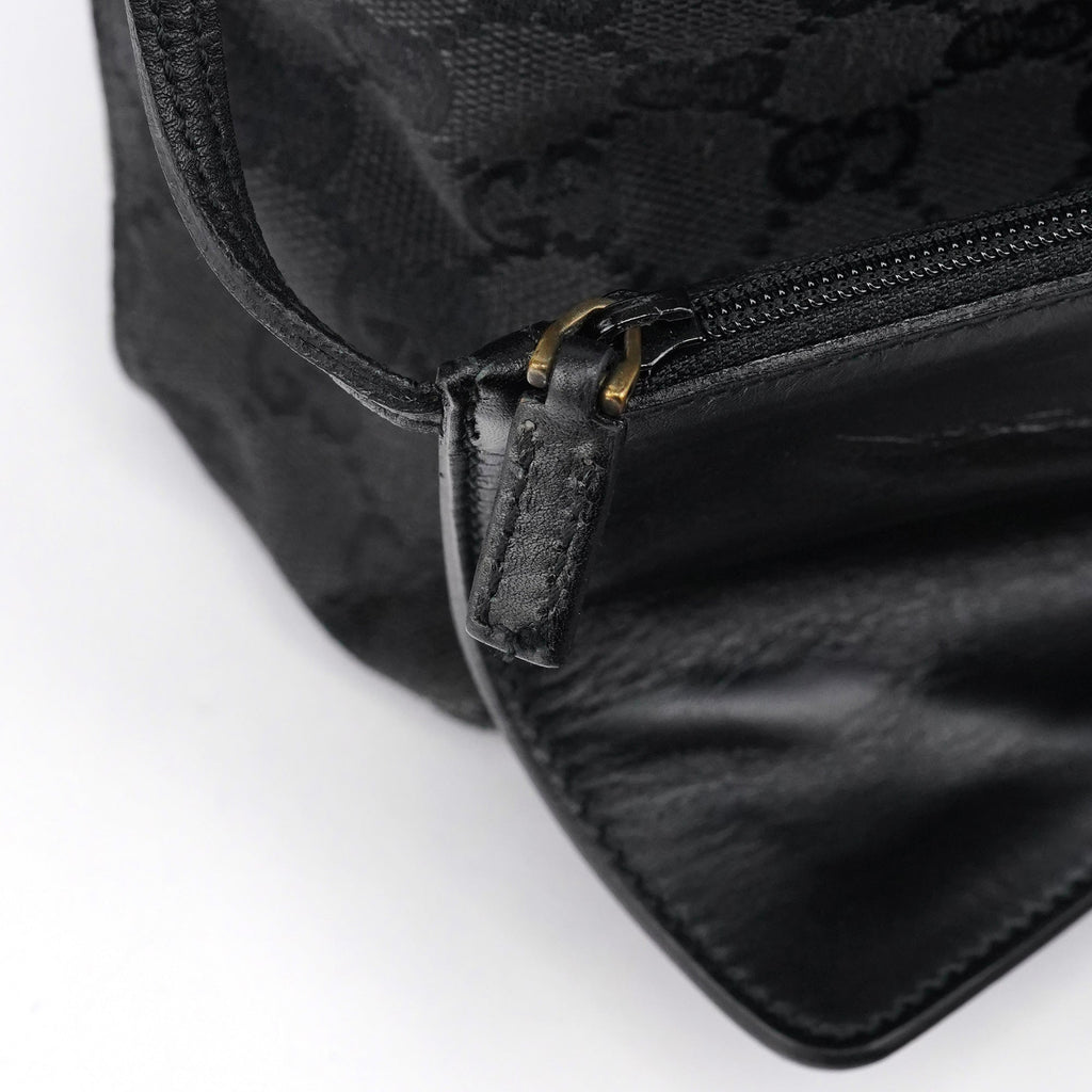 Black GG Canvas Drawstring Shoulder Bag