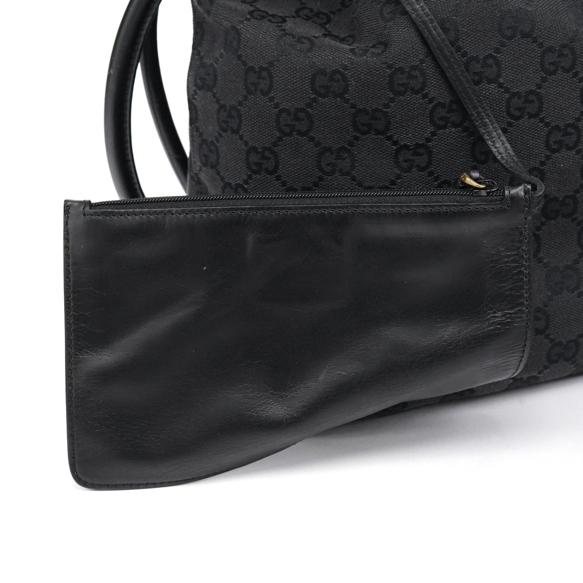 Black GG Canvas Drawstring Shoulder Bag