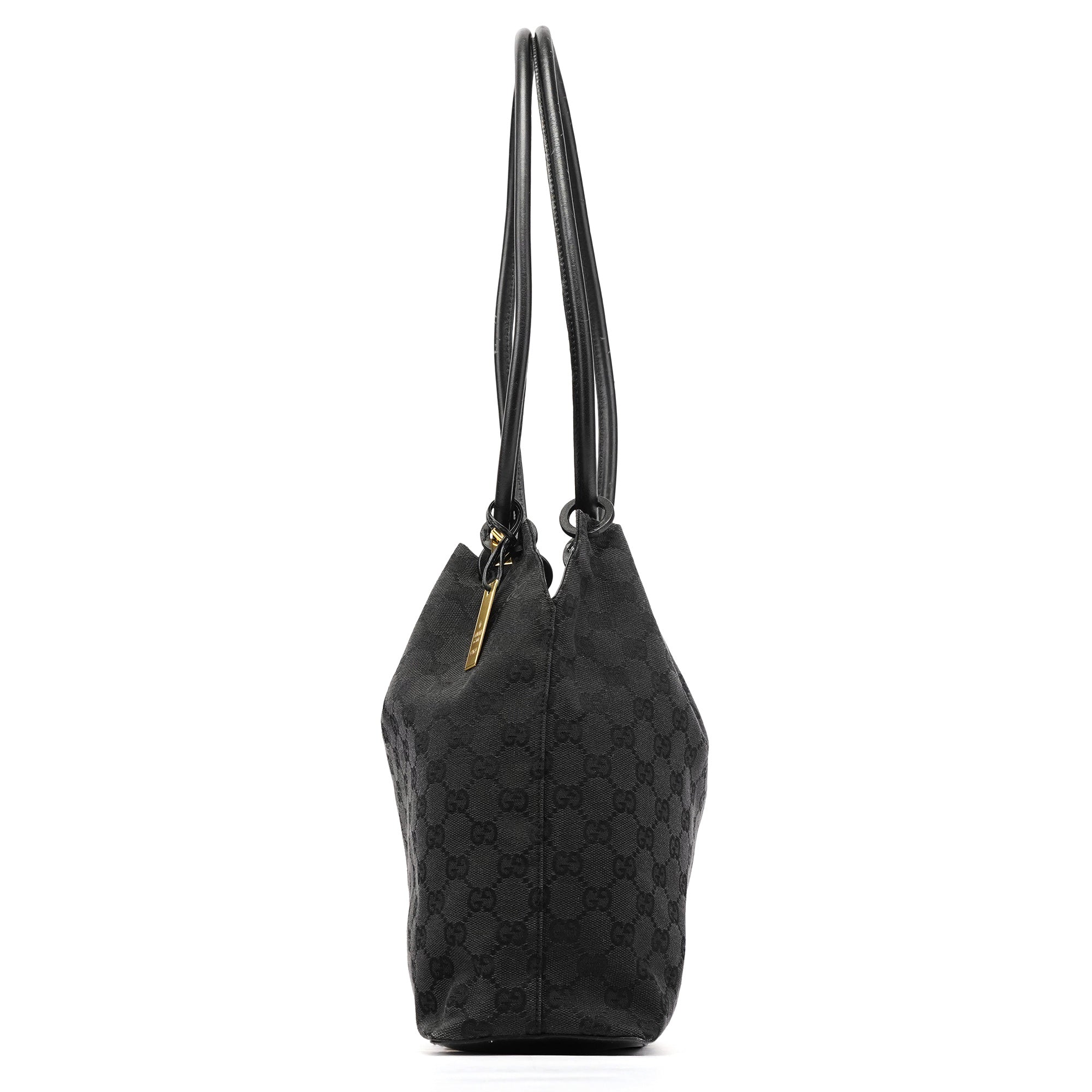 Black GG Canvas Drawstring Shoulder Bag