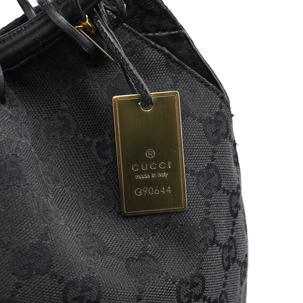 Black GG Canvas Drawstring Shoulder Bag