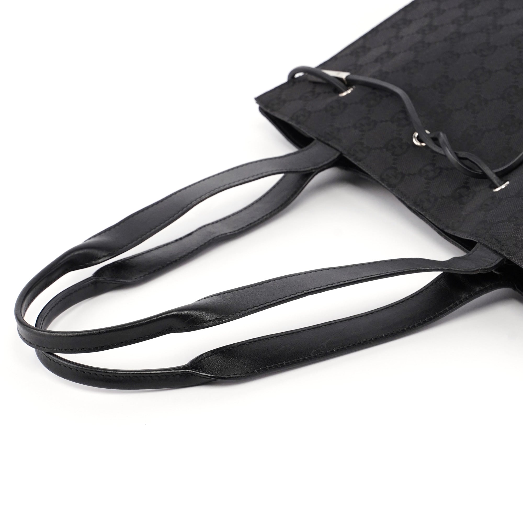 Black GG Canvas Drawstring Tote