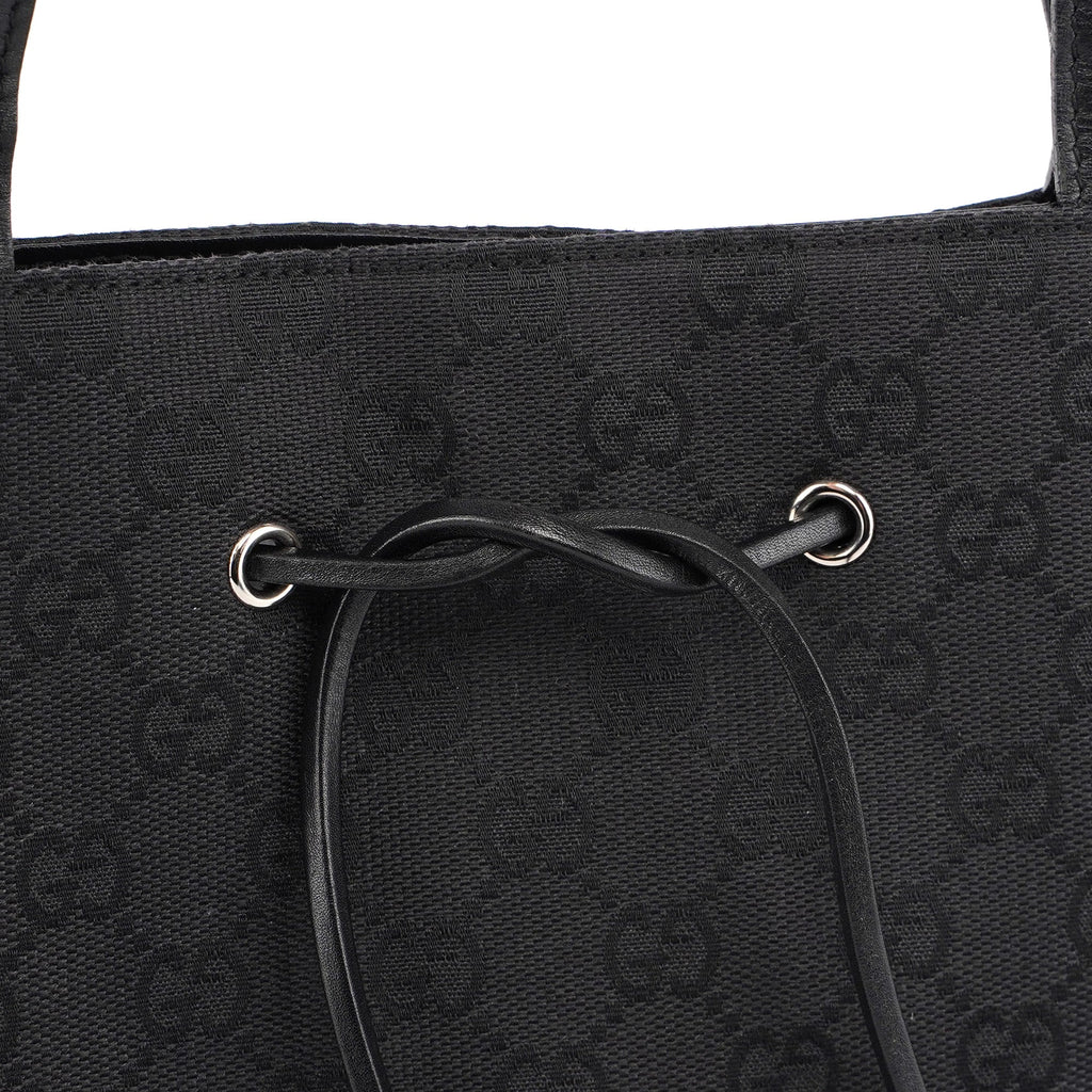 Black GG Canvas Drawstring Tote