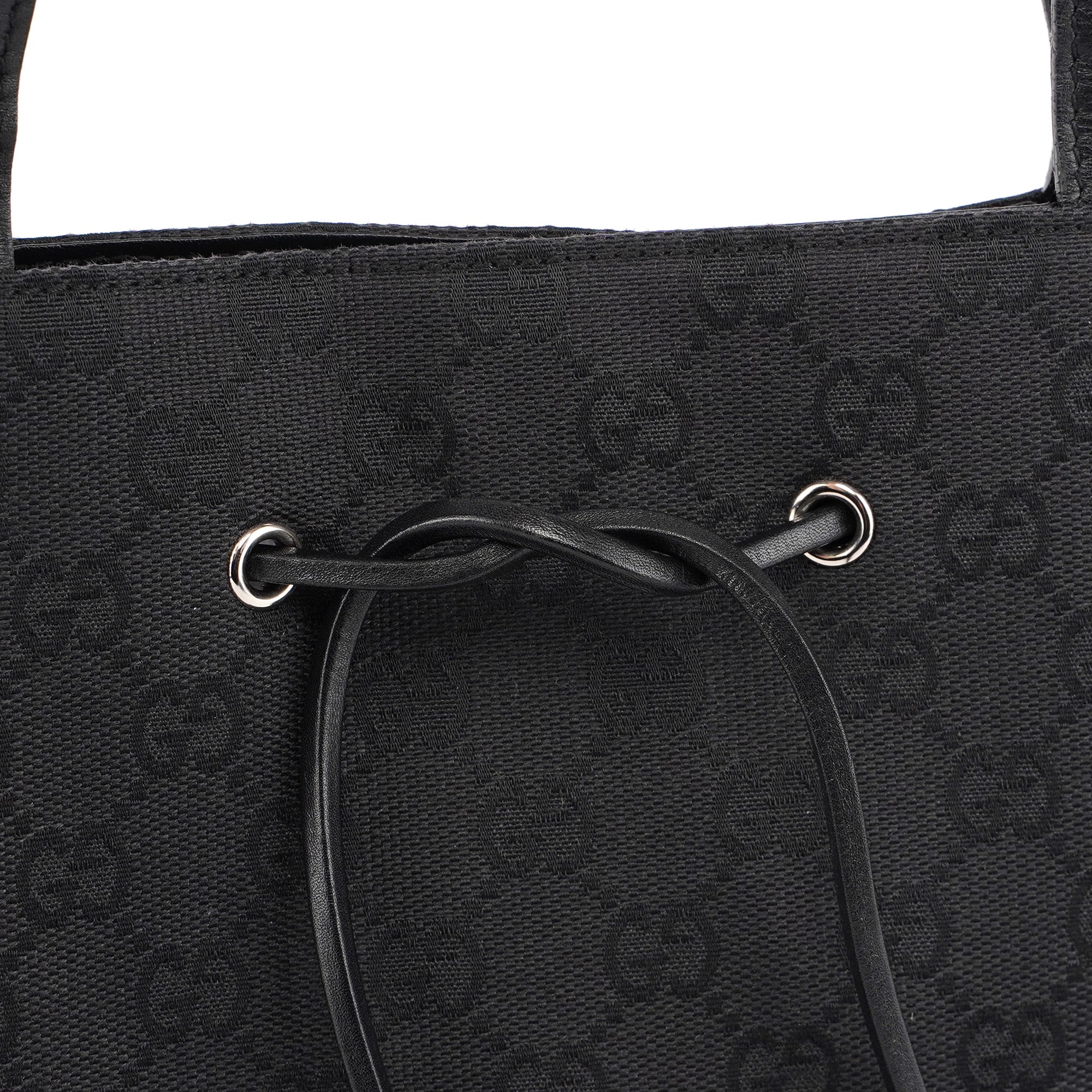 Black GG Canvas Drawstring Tote