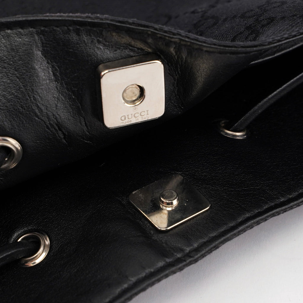 Black GG Canvas Drawstring Tote