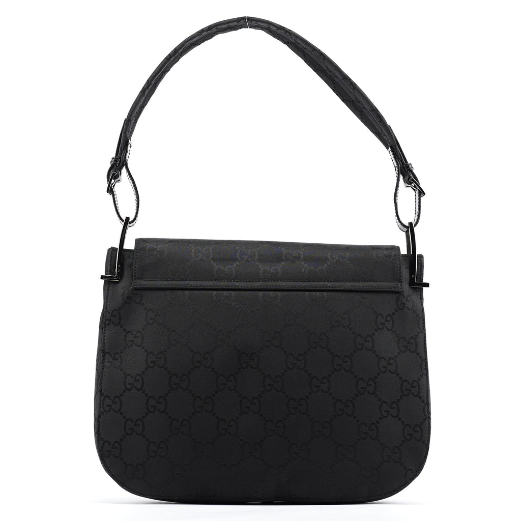 Black GG Canvas Flap Shoulder Bag