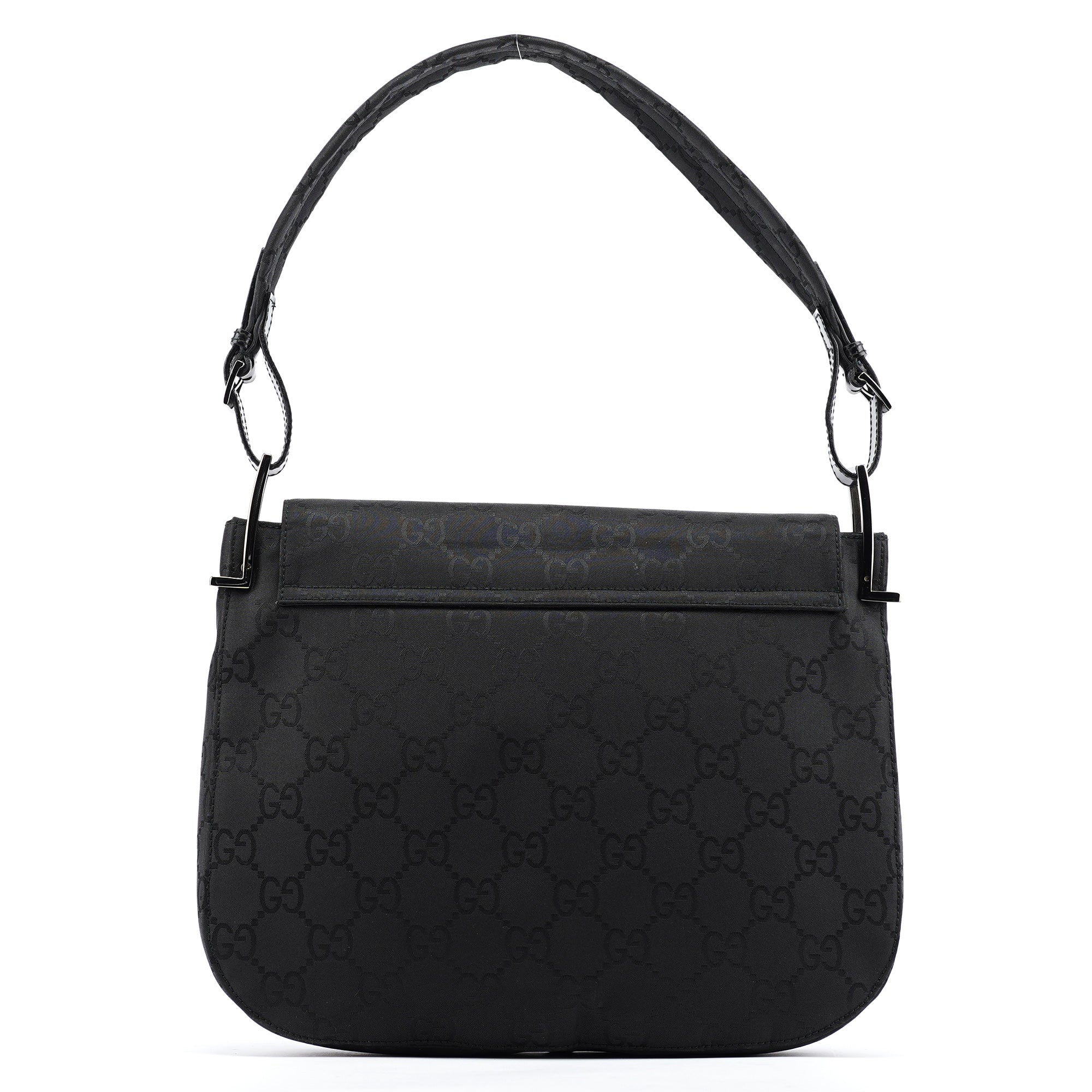 Black GG Canvas Flap Shoulder Bag