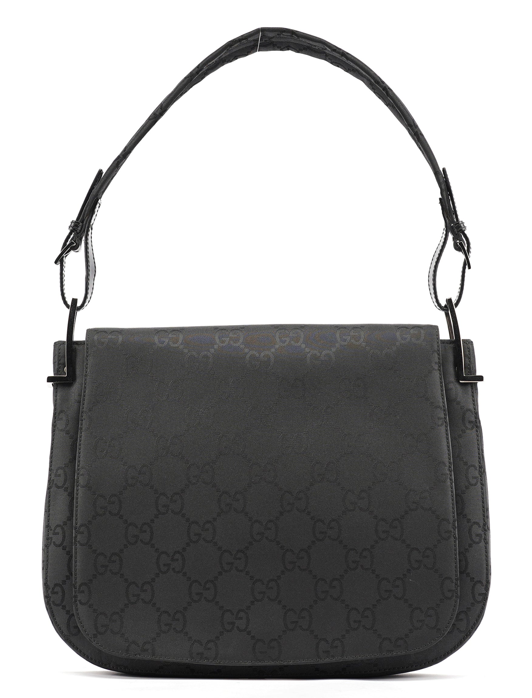 Black GG Canvas Flap Shoulder Bag