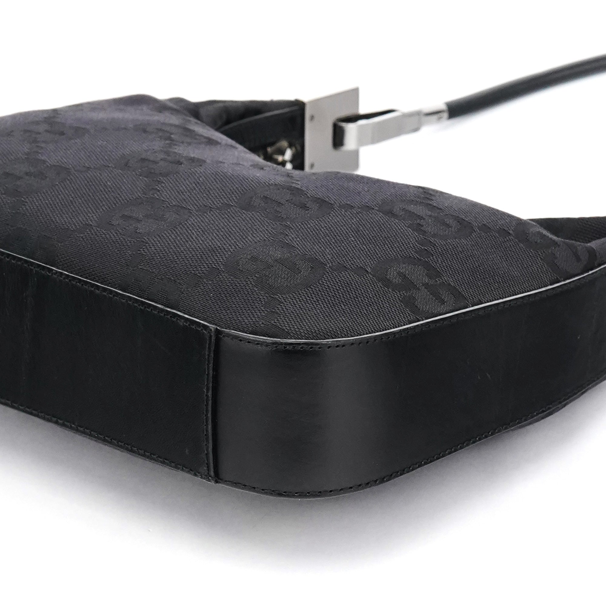 Black GG Canvas Hobo Shoulder Bag
