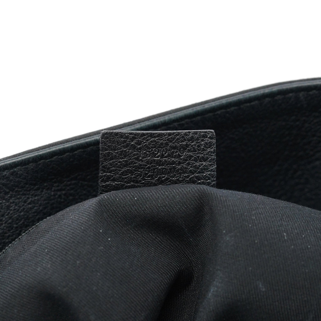 Black GG Canvas Leather Tote Bag