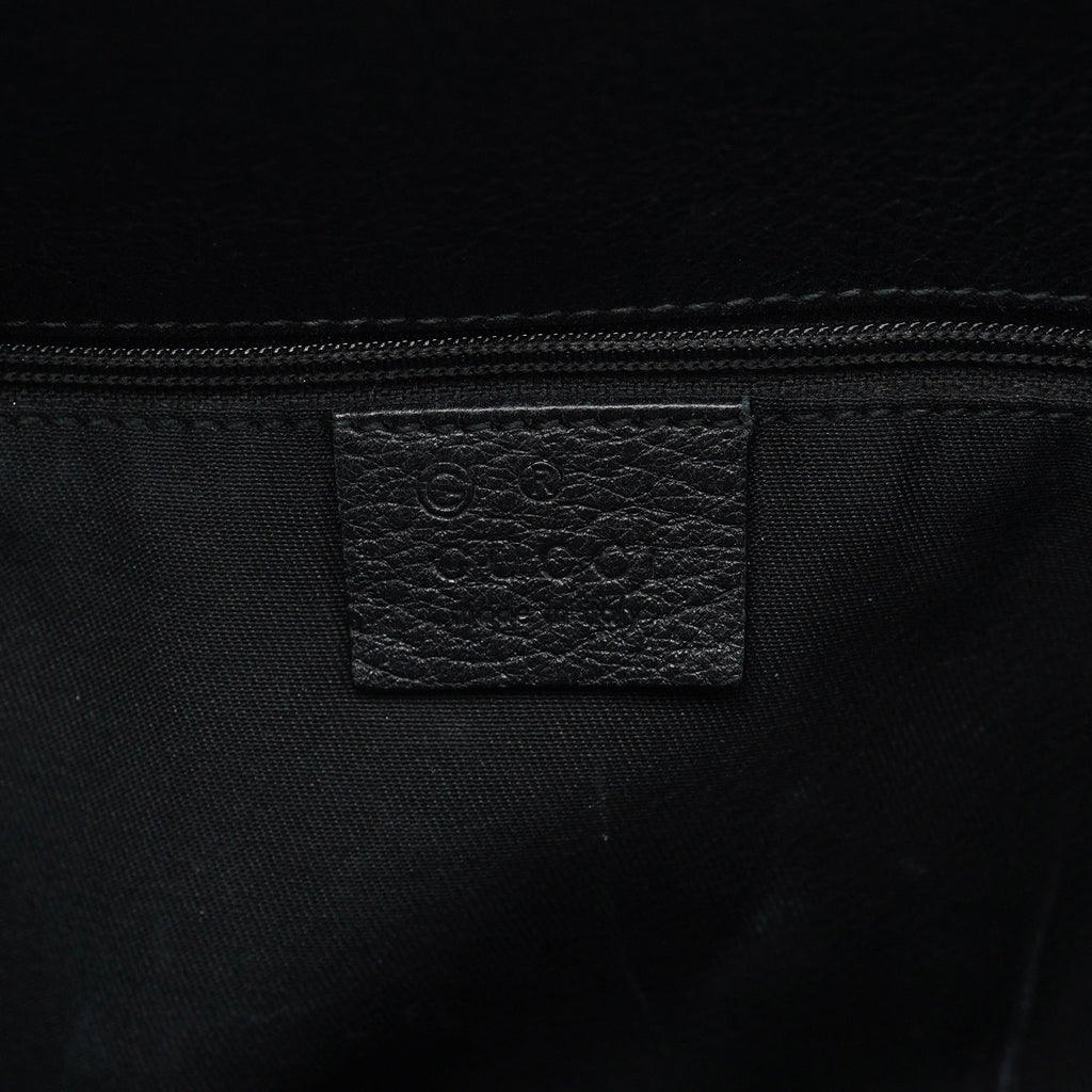 Black GG Canvas Leather Tote Bag