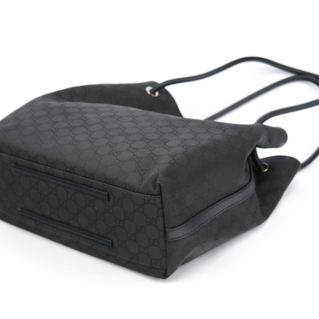 Black GG Canvas Leather Tote Bag