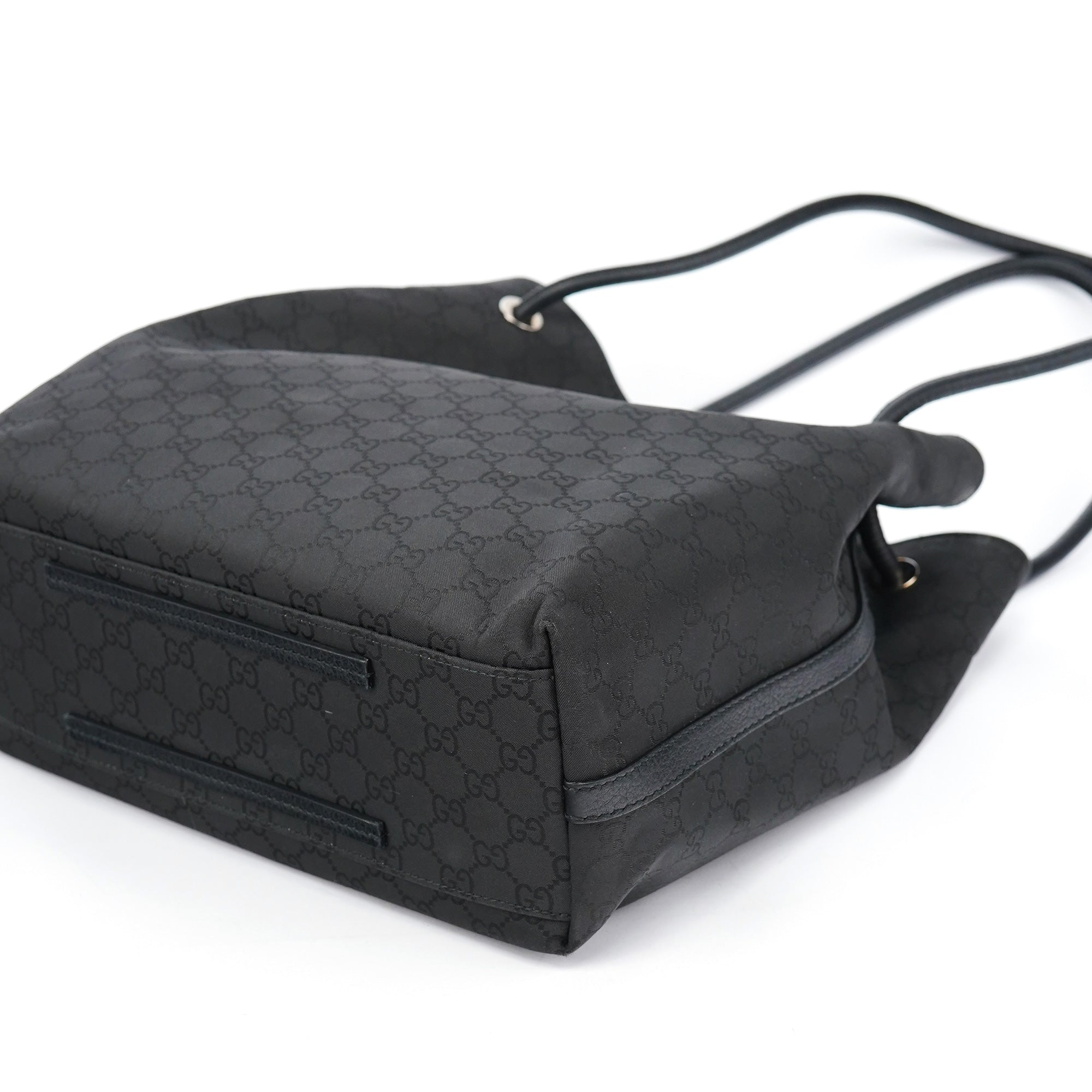 Black GG Canvas Leather Tote Bag