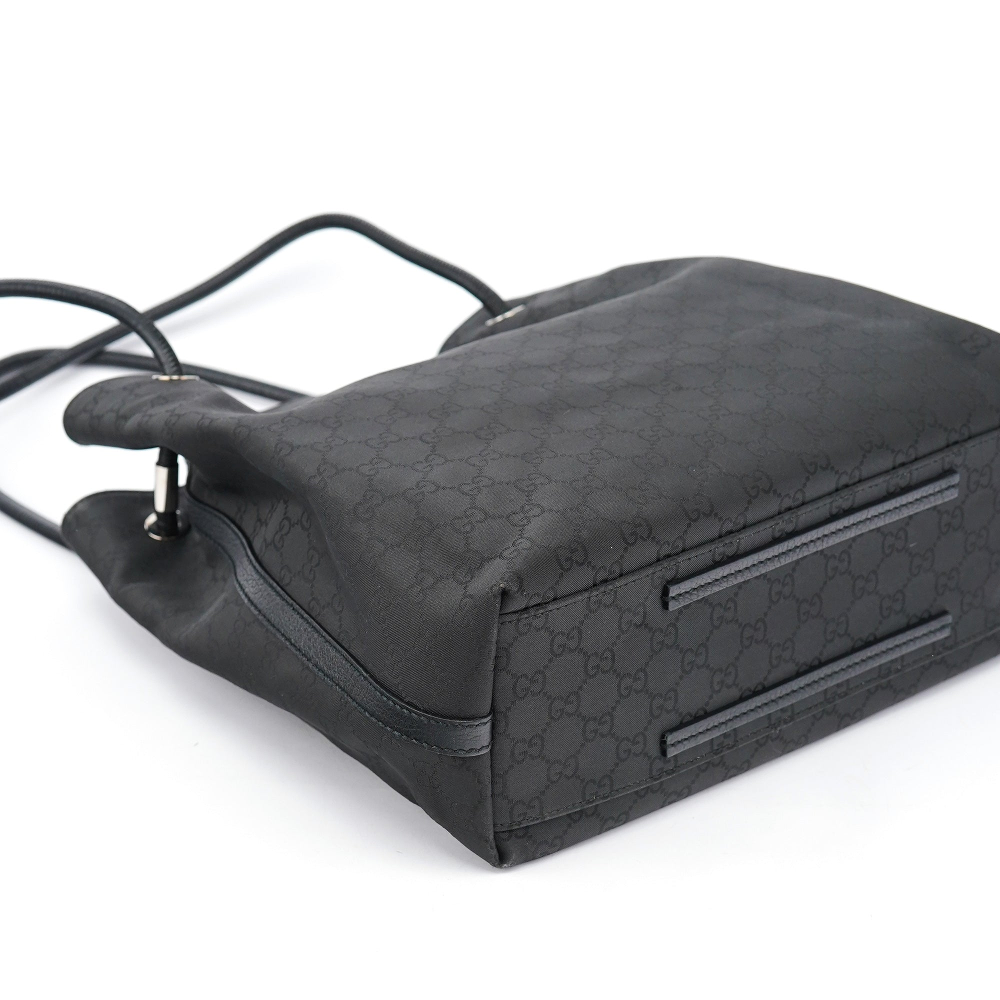Black GG Canvas Leather Tote Bag