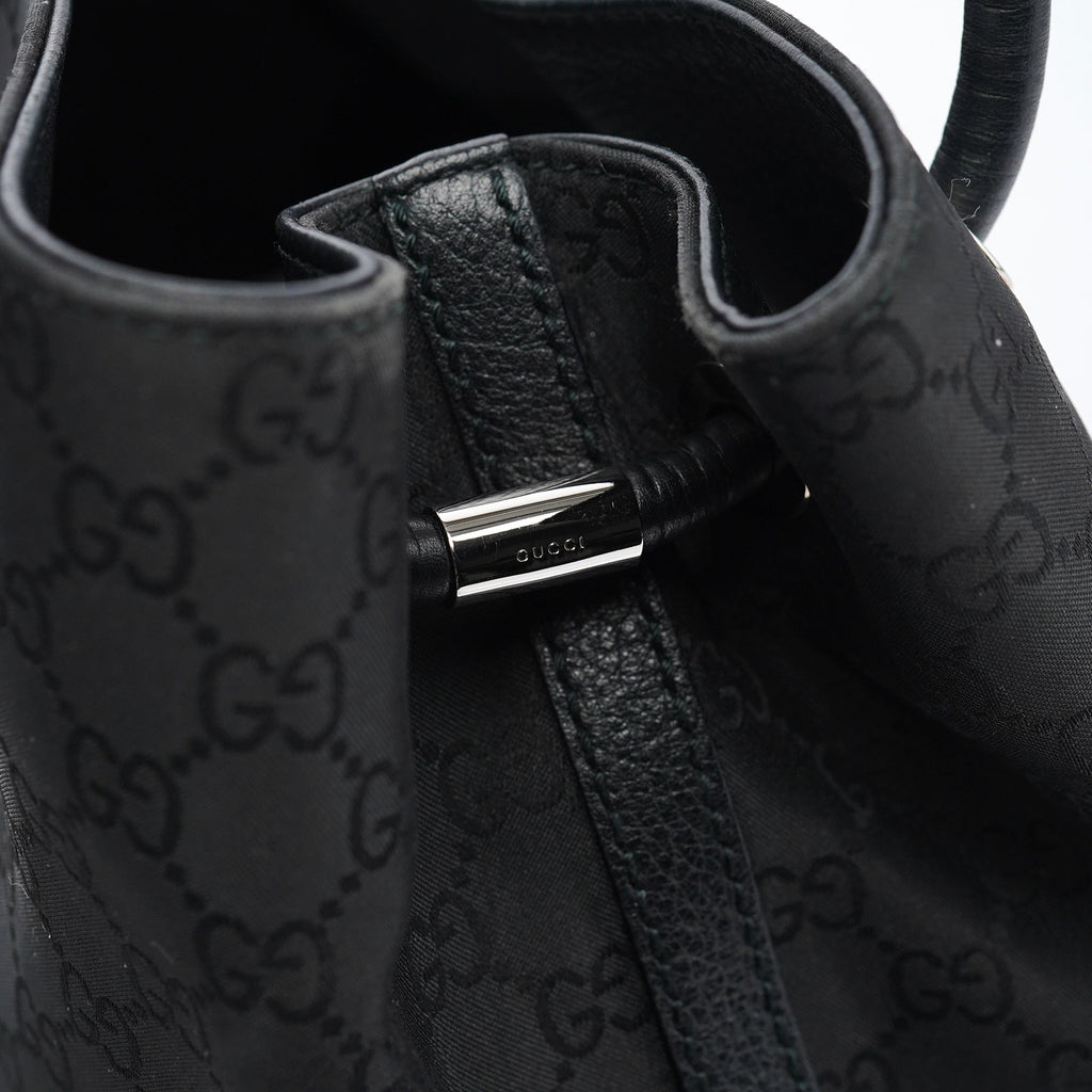 Black GG Canvas Leather Tote Bag