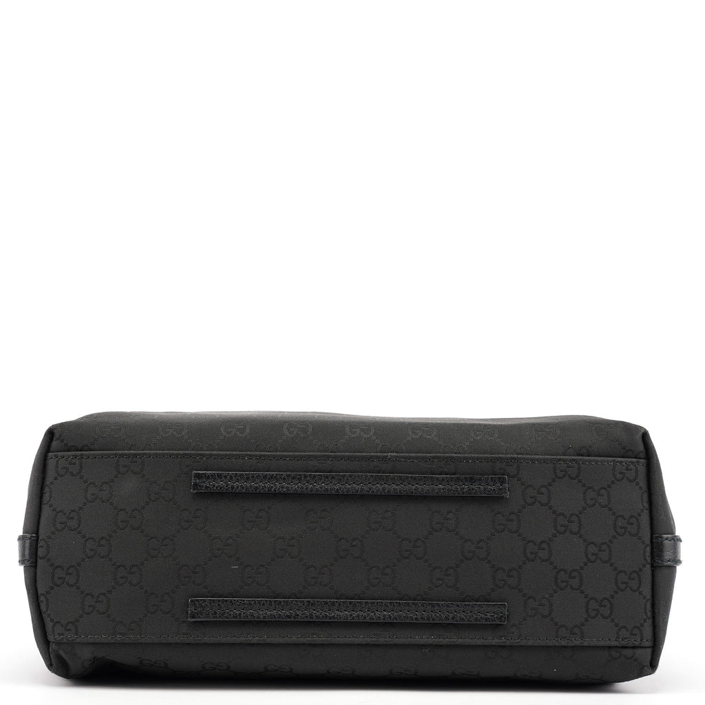 Black GG Canvas Leather Tote Bag