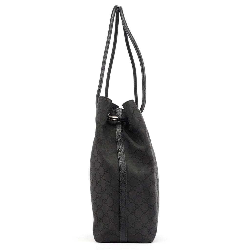Black GG Canvas Leather Tote Bag
